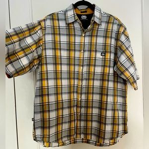 🔥Men’s Echo large short-sleeve button down yellow collared plaid THE DWYER
